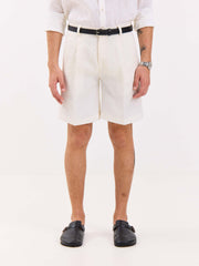 White Linen Trouser Shorts